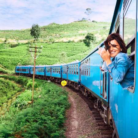 Woman on train travelling