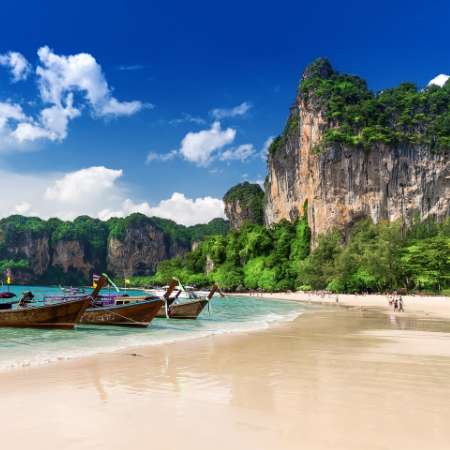 Thailand beach with boats