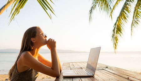 Laptop on the beach