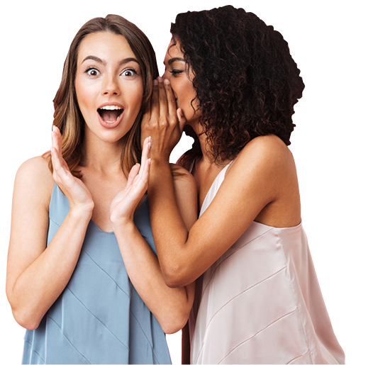 girls whispering to eachother