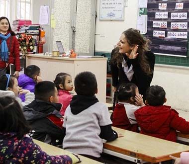 Teaching English in a classroom