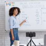 woman teaching english lesson