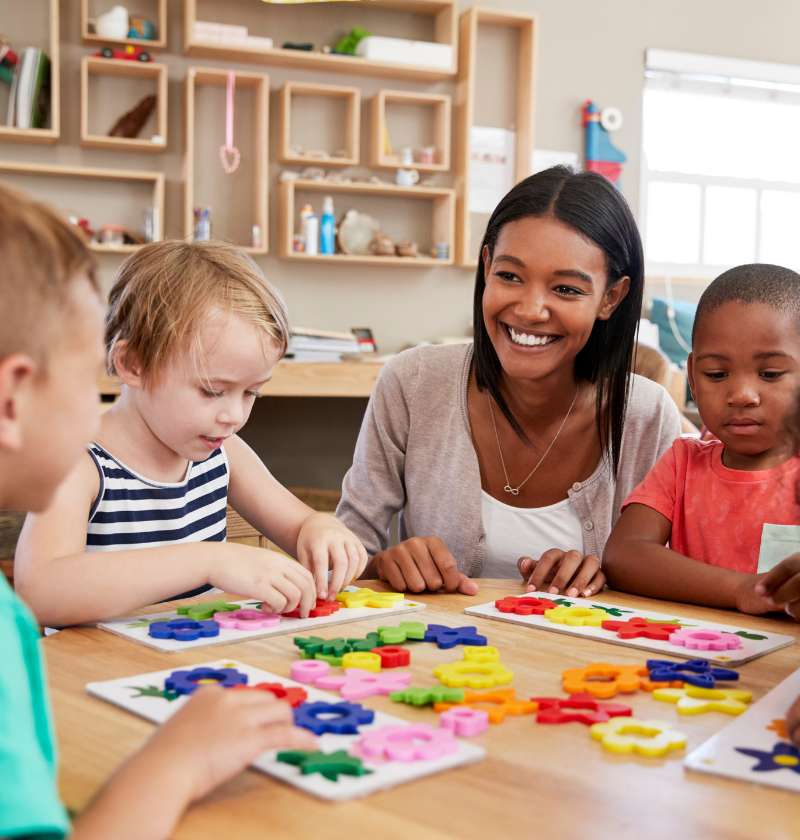 teaching assistant with students