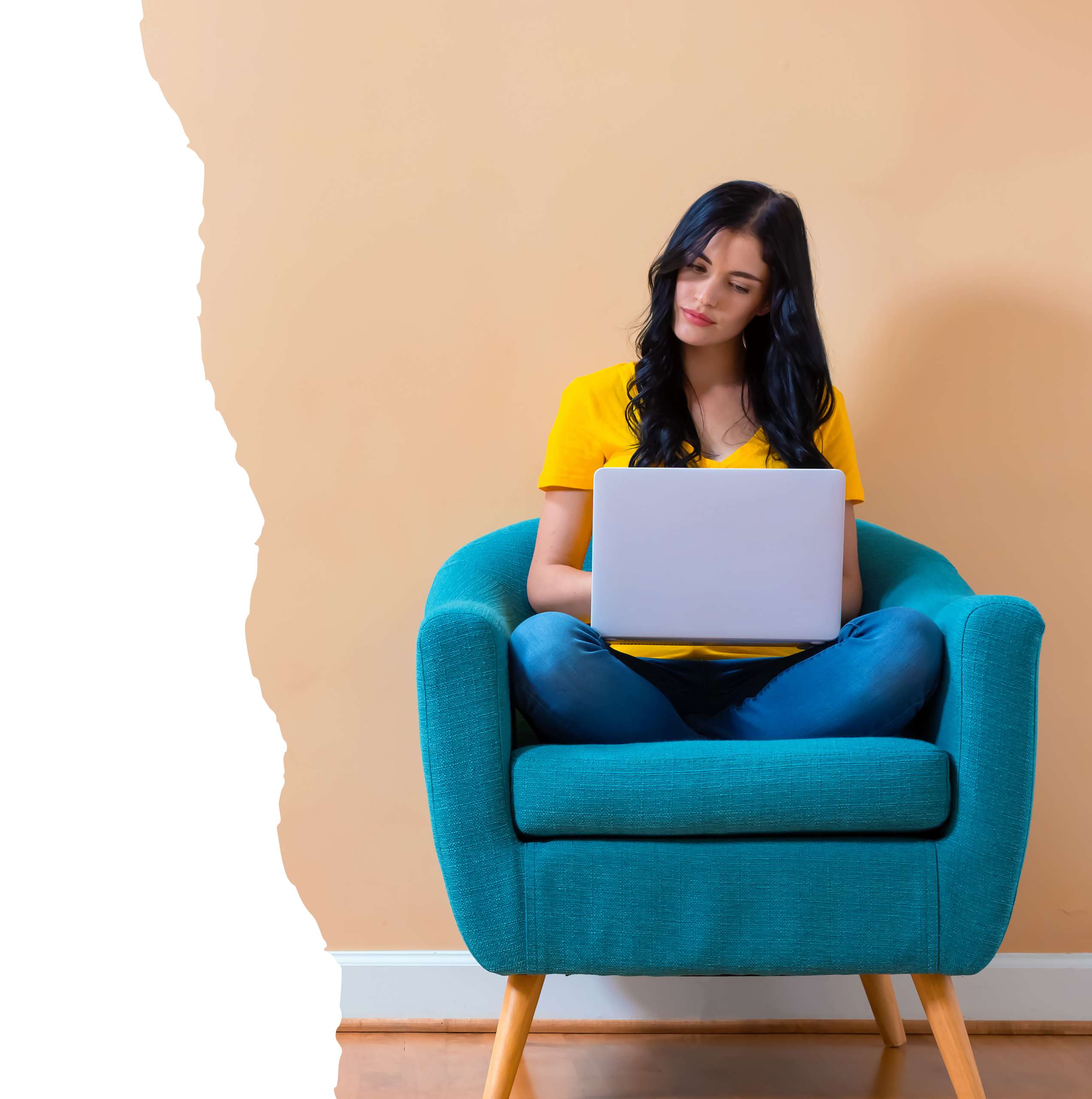 woman sat on laptop