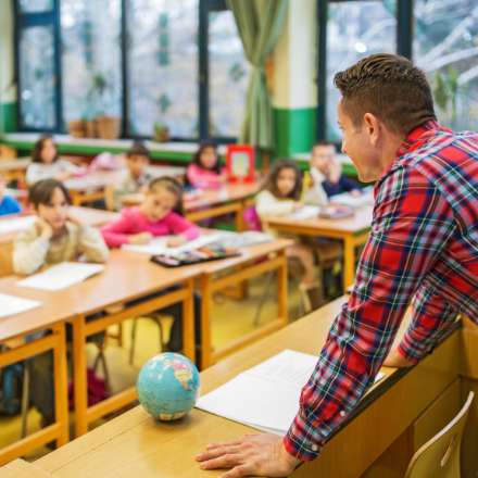 teaching in a classroom