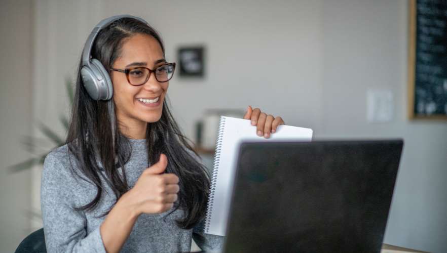 woman teaching online